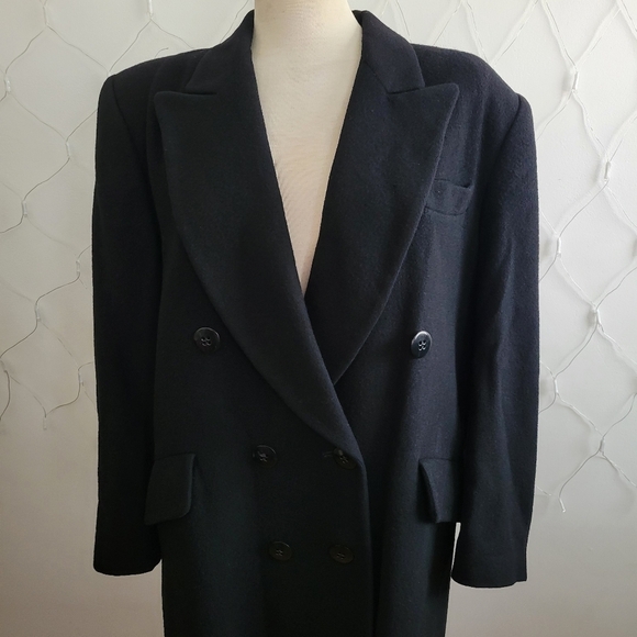Vintage Camel Hair Trench Coat / Black / Size Medium to Large - Picture 2 of 12